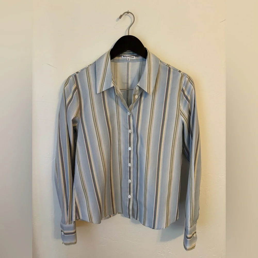 Reformation Sky Relaxed Top – Blue Stripe - Picture 2 of 5